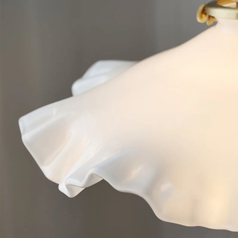 Afralia™ LED Pendant Lamp with Adjustable Brass Knob Switch & White Glass