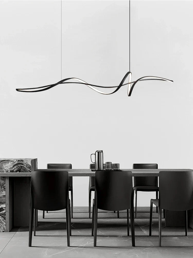 Afralia™ Modern Curved LED Pendant Lights - Minimalist Dining Room Chandelier