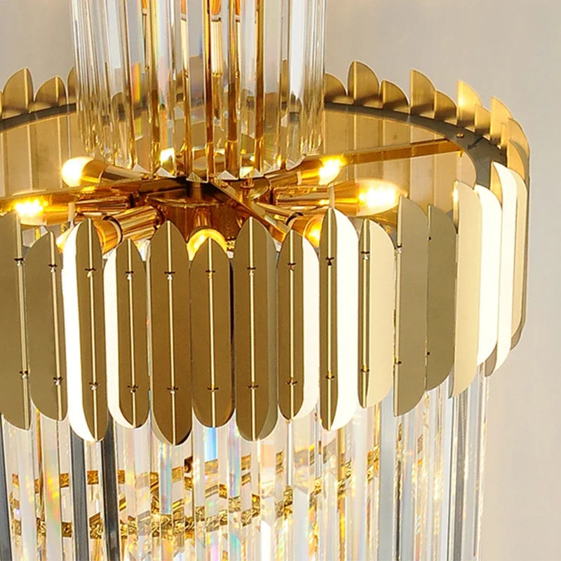 Afralia™ Golden Luxury Spiral Crystal Chandelier for Multi-Story Staircases