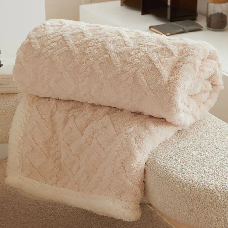 Afralia™ Winter Jacquard Taffeta Fleece Blanket for Office Living Room Sofa