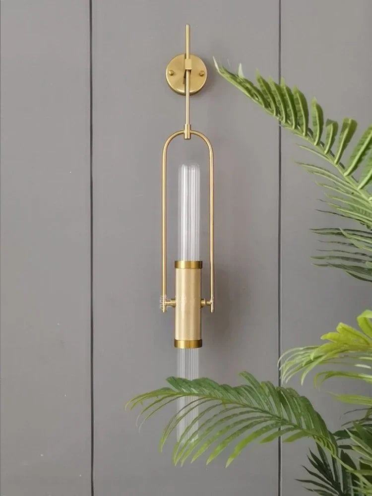 Art Deco Clear Glass Wall Lamp Gold Metal G9 Bulb Home Lighting Sconce Afralia™