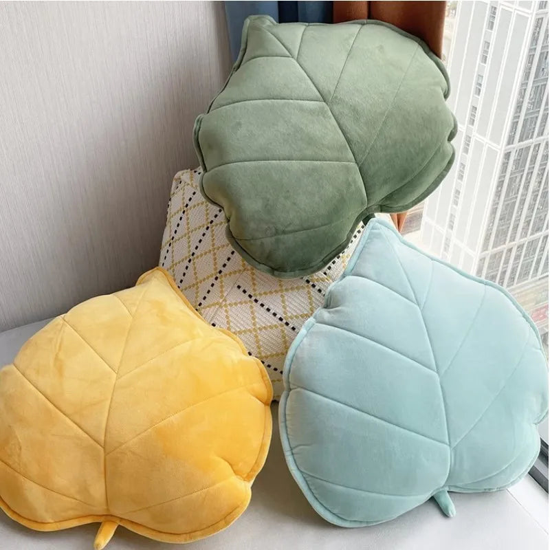 Afralia™ 3D Leaf Shaped Throw Pillows for Living Room Sofa Couch Decor