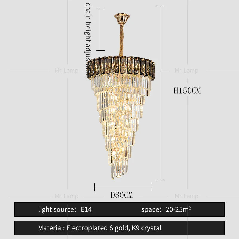 Afralia™ Amber Crystal Chandelier for Living Room in French Light Luxury Style