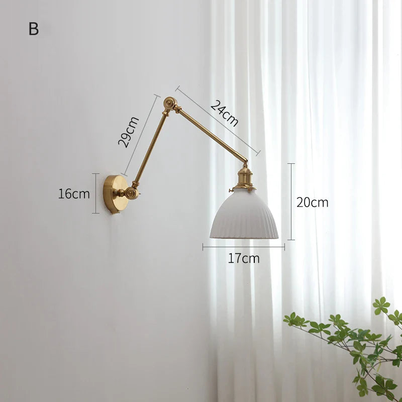 Afralia™ Nordic Ceramic LED Wall Sconce Pull Chain Switch Light