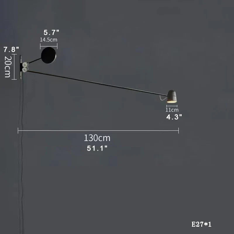 Afralia™ Modern Black/Red Wall Lamp, Adjustable Long Arm Position, Home Decor Mood Light