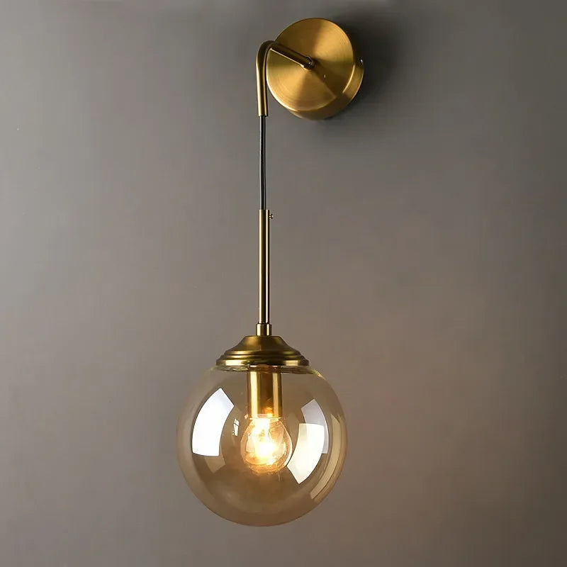 Afralia™ Golden Glass Ball Wall Sconce Light Fixture for Modern Living Room Decor