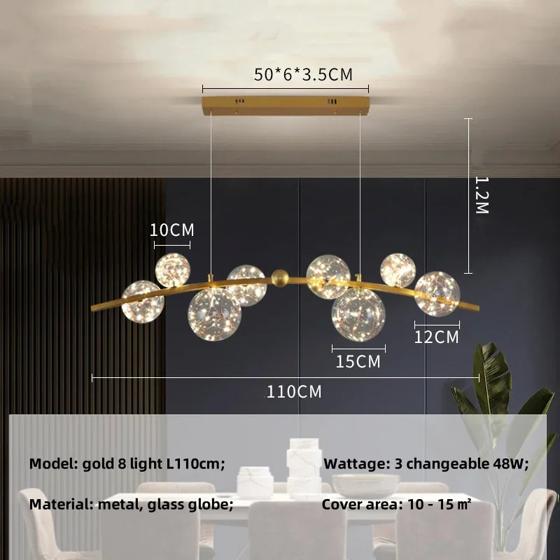 Afralia™ Modern Dimmable Metal Pendant Lights with Glass Globe for Dining Room & Bar