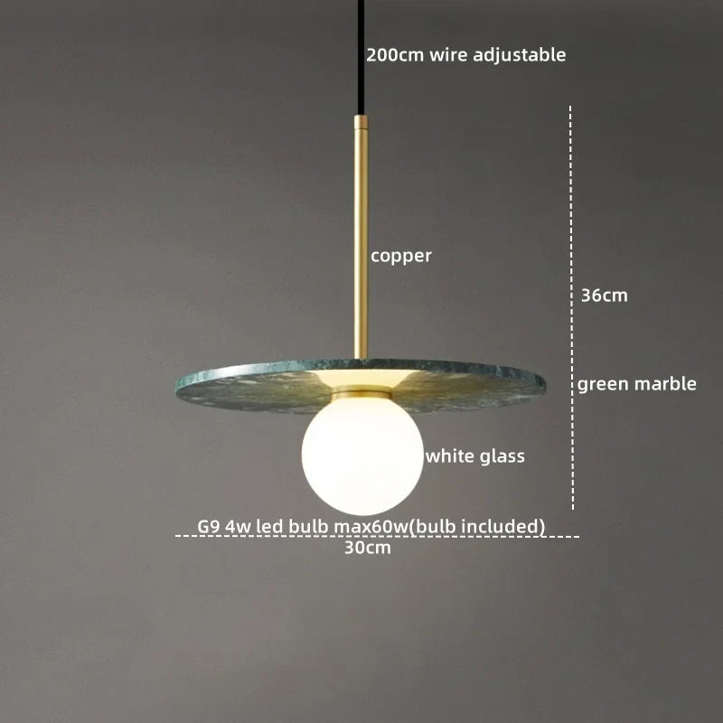 Afralia™ Marble Copper LED Pendant Lamp for Modern Living Room Decor