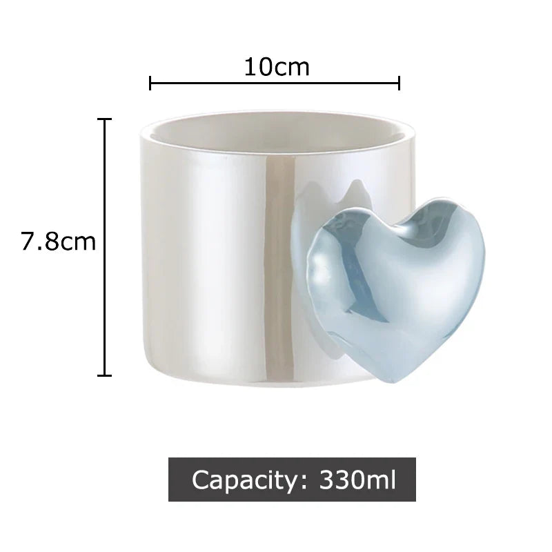 Afralia™ Love Heart Ceramic Mugs 330ml Dining Coffee Tea Cup Juice Container