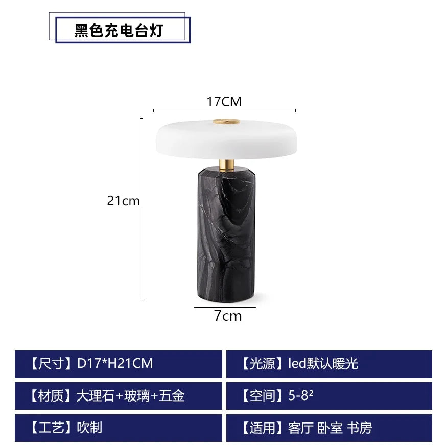 Afralia™ Marble LED Desk Lamp Touch Switch Bedroom Living Room Study Bedside.