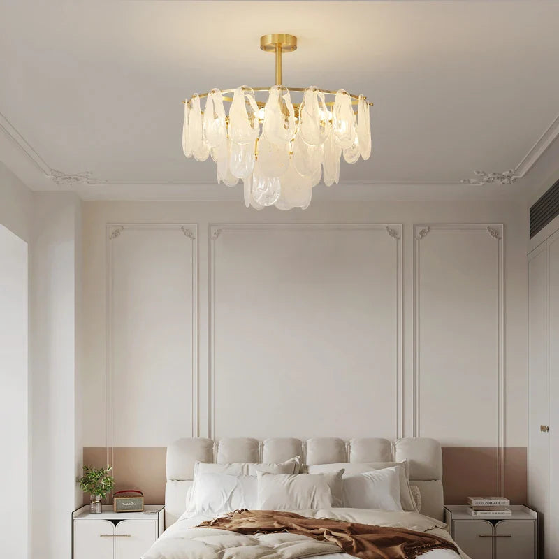 Afralia™ Luxury Copper Chandelier Light Glass Crystal Brass Master Bedroom French Living Room