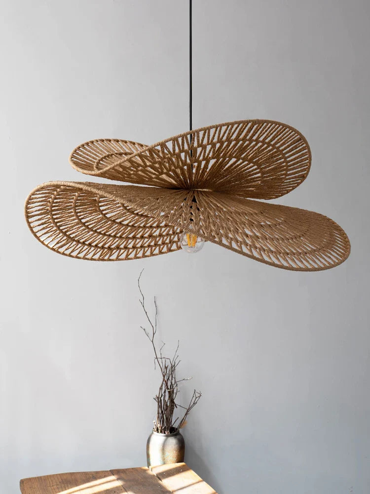 Afralia™ Rattan Pendant Light: Handmade Woven Hemp Rope Lampshade for Farmhouse Dining Room