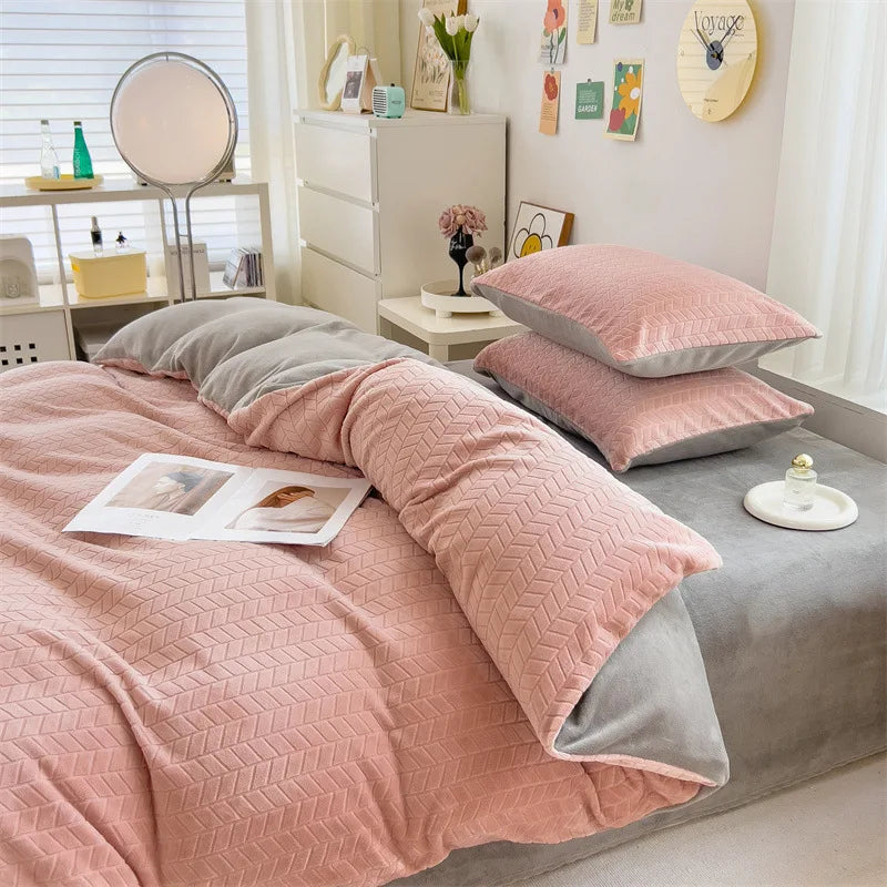 Afralia™ Milk Velvet Quilt Cover | Double-sided Fleece Comforter Cover
