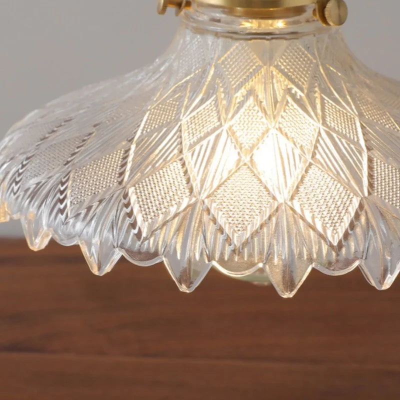 Afralia™ Glass LED Pendant Lamp Walnut Wood Copper Switch Nordic Hanging Light