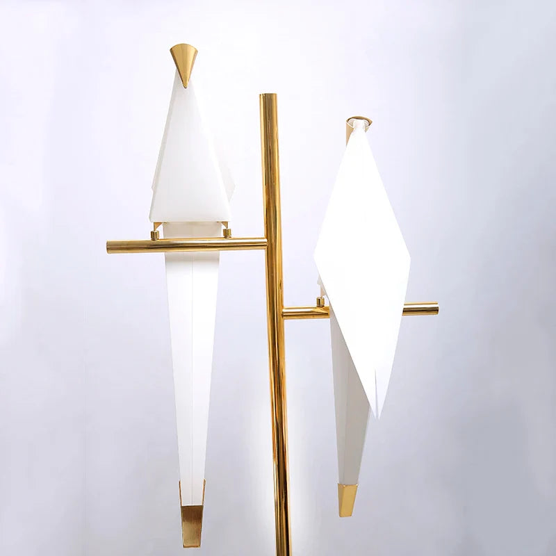 Afralia™ Gold Origami Bird Floor Lamp: Modern Home Decor and Reading Light