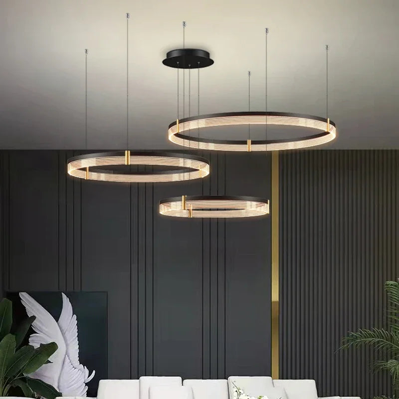 Afralia™ Circle Chandelier Acrylic Shade, High-End Designer Hanging Lighting for Home and Restaurant