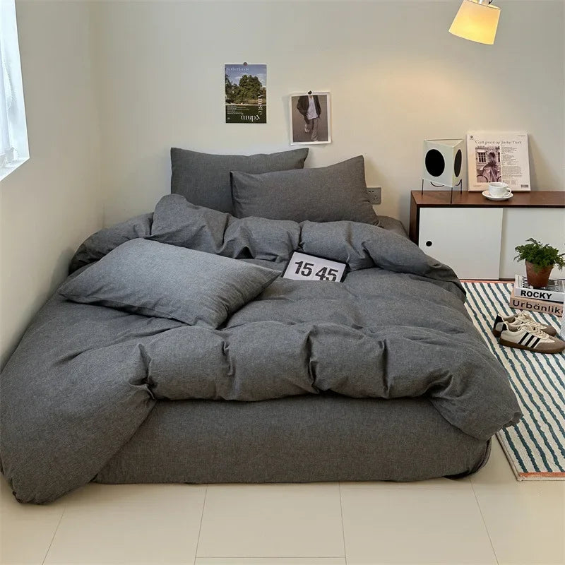 Afralia™ Nordic Striped Cotton Bed 4Pcs Fitted Sheet Set - Breathable & Skin-Friendly