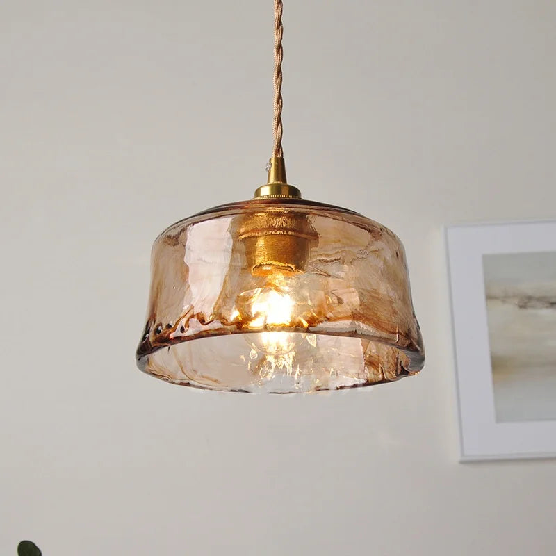 Afralia™ Amber Glass LED Pendant Lamp with Adjustable Wire for Dining Room and Kitchen