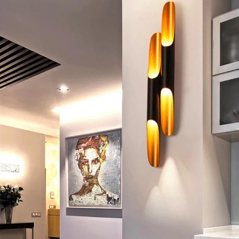 Afralia™ Nordic Black Golden Aluminum Wing LED Wall Sconce Light