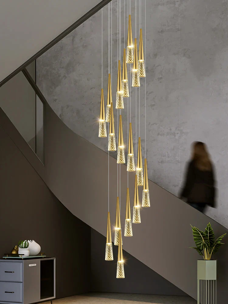 Afralia™ Spiral Staircase Chandelier: Modern LED Pendant for Living Room, Dining Room, Bedroom