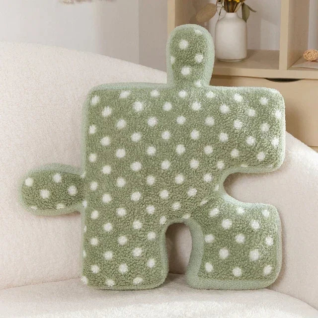 Afralia™ Teddy Velvet Jigsaw Seat Cushion - Plush Home Decor Throw Pillow
