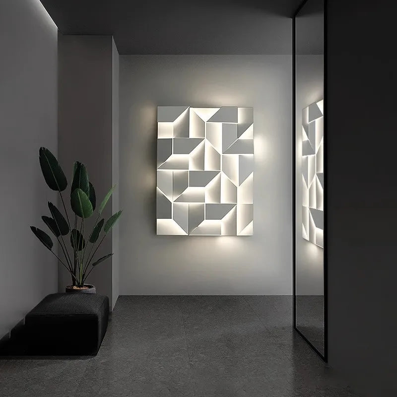 Afralia™ Shadow Metal Sconce Light for Geometric Led Wall Lamp, Living Room, Bedroom