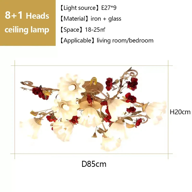 Afralia™ Romantic Retro Flower Ceiling Chandelier LED Light for Living Room Bedroom
