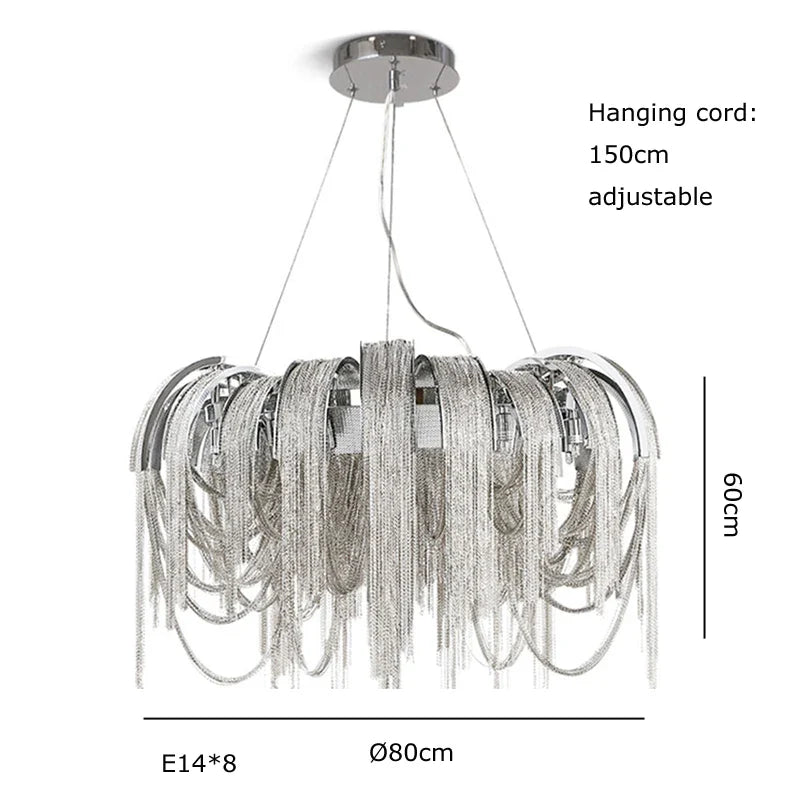 Afralia™ Aluminum Chain Pendant Lights Postmodern Tassel Hanging Lamp for Dining Table