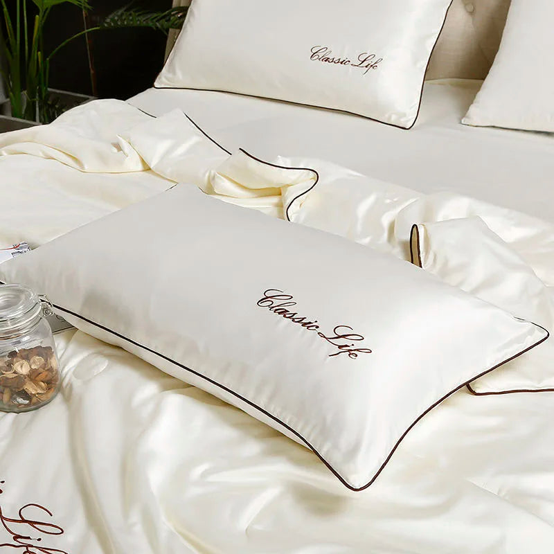 Afralia™ Embroidered Satin Rayon Queen Quilt - Luxe Summer/Autumn Comforter