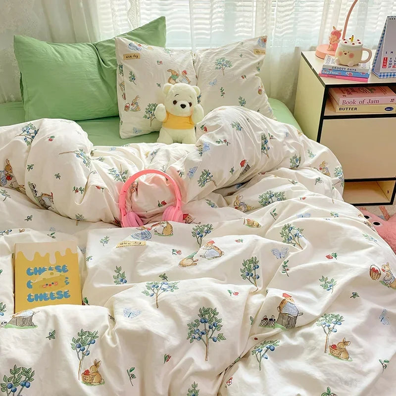 Afralia™ Cozy Cartoon Printed Cotton Comforter Set for Adults