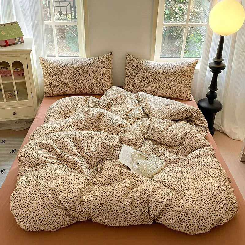 Afralia™ Cotton Flower Print Bedding Set - Romantic High-Density Comforter for Adults