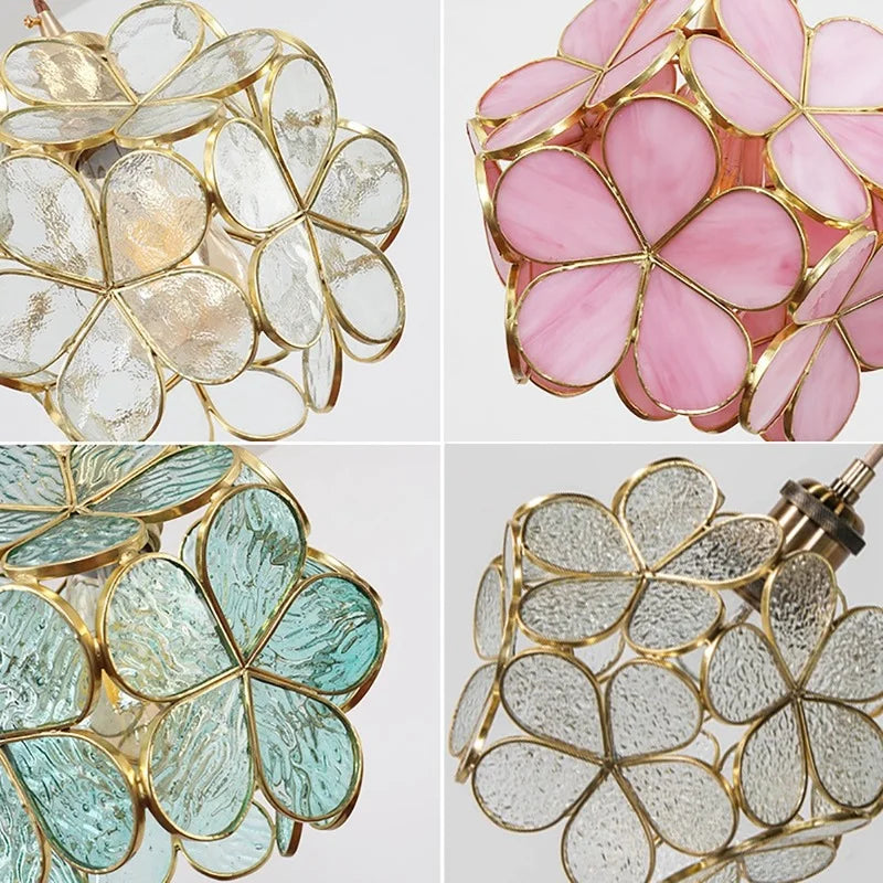 Afralia™ Glass Petal Pendant Light: Handmade Modern Flower Stained Lamp for Bedroom & Living Room