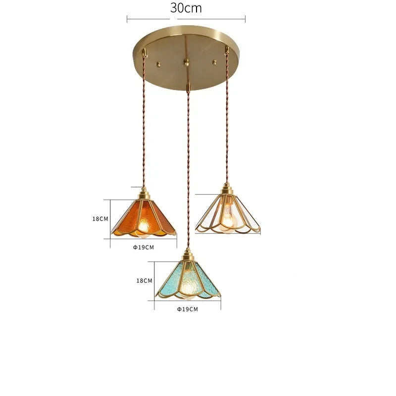 Vintage Pendant Lamp for Bedroom Bar Cafe Glass Copper LED Pendant Lights by Afralia™