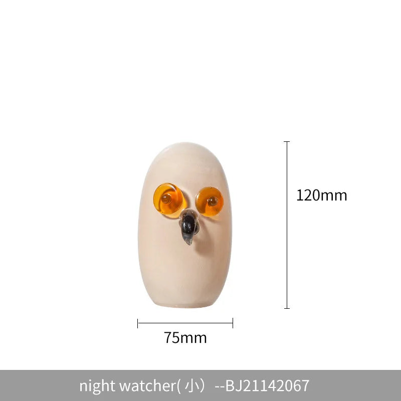 Afralia™ Cartoon Owl Glass Sculpture Home Decor Figurine