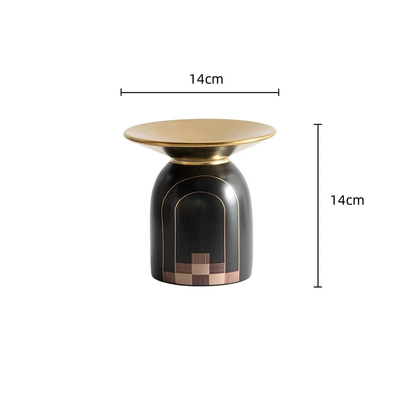 Afralia™ Golden Tray Vase Candlestick Set - Elegant Home Decor & Flower Arrangement Accessories