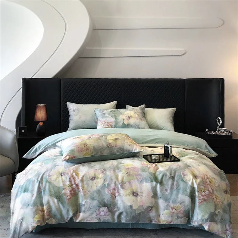 Afralia™ Colorful Egyptian Cotton Bedding Set for King Queen Europe Bed Linens