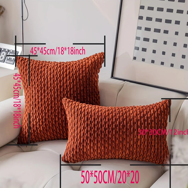 Afralia™ Nordic Orange Corduroy Cushion Cover 45x45 - Fluffy Retro Home Decor Pillows