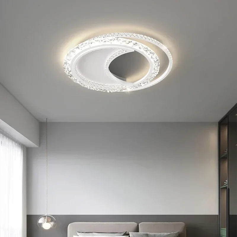 Afralia™ Minimalist Acrylic Round LED Ceiling Lamp, Modern Gold Chandelier for Stylish Home Environment