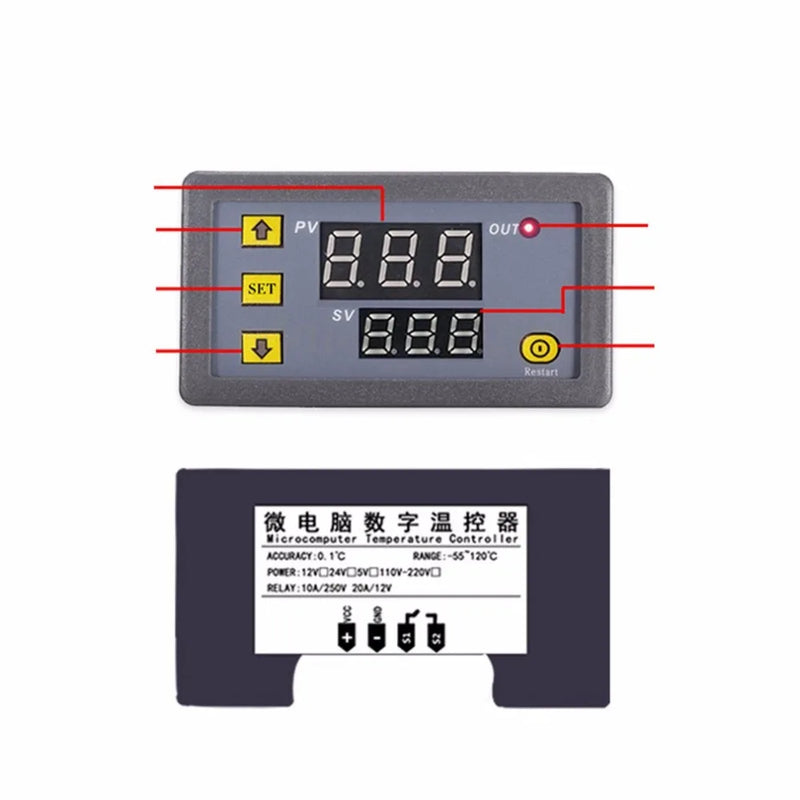 Afralia™ Dual LED Temperature Controller Thermostat for Heat Cooler - Digital Temp Regulator