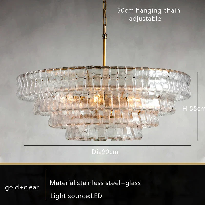 Afralia™ Brown Glass Pendant Lights for Dining Table Chandelier, Oval Clear Round Suspension Lamp