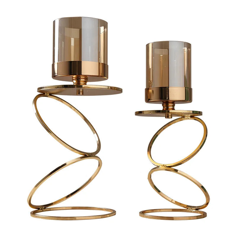 Afralia™ Glass Candle Holders Nordic Retro Gold Candlestick Wedding Home Decor