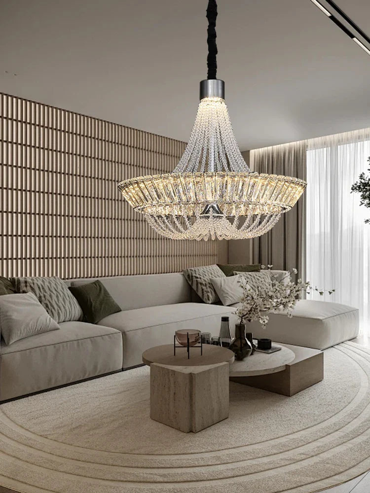 Afralia™ Crystal Ceiling Chandelier - Elegant Two-story Room Decor