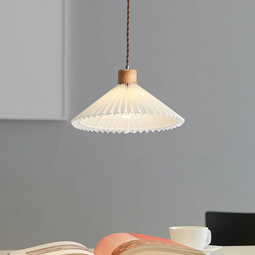 Afralia™ Pleated Pendant Lights: Nordic E27 Base Chandelier for Dining Room, Kitchen Island Lighting