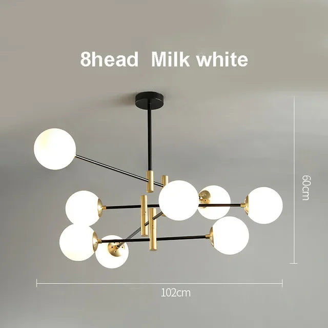 Afralia™ Modern Golden/Black Glass Chandeliers for Home and Commercial Spaces