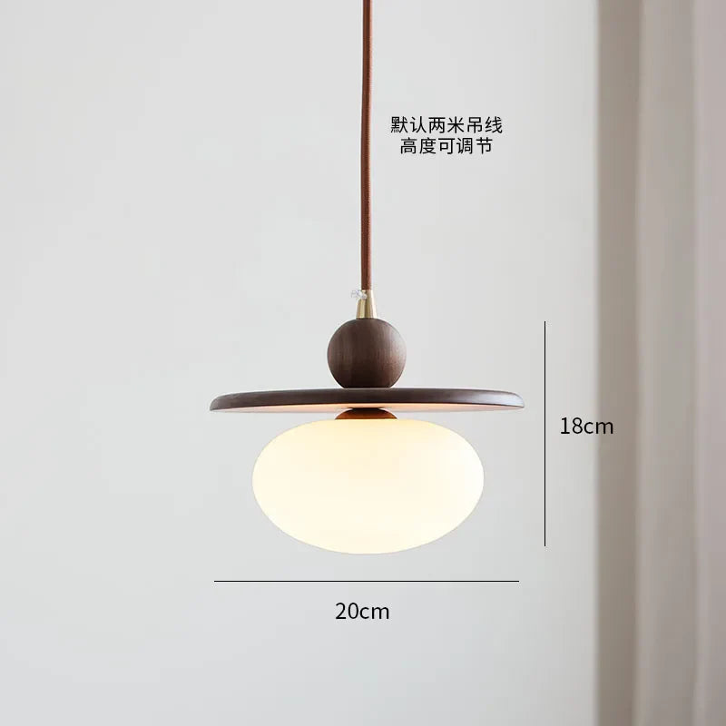 Afralia™ LED Glass & Wood Pendant Light for Aisle, Coffee Living Room - Japanese Style