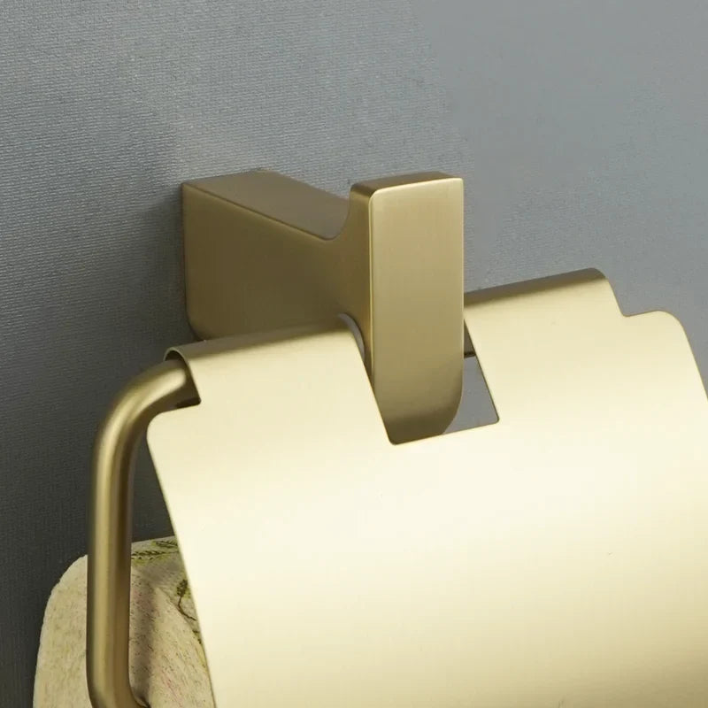 Afralia™ Gold Bathroom Accessories Set: Towel Bar Rail, Toilet Paper Holder, Towel Rack, Hook