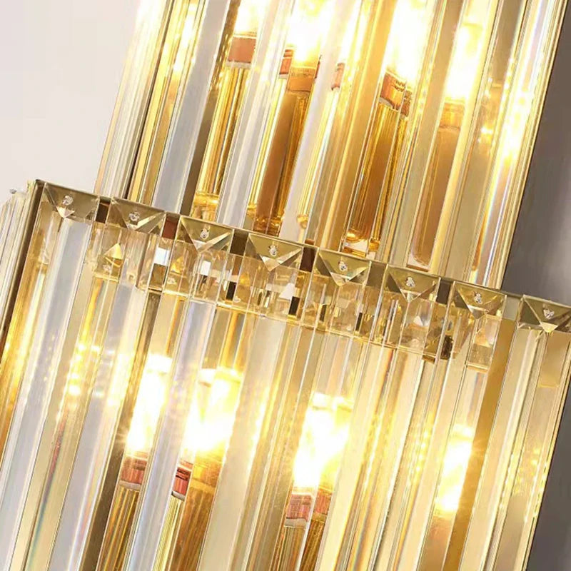 Afralia™ Clear Glass Wall Lamp Stainless Steel Sconces for Hotel Hall Dining Room