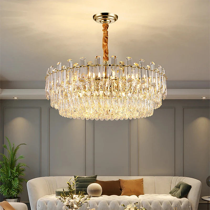 Afralia™ K9 Crystal Modern Ceiling Chandelier for Living Room Lighting Fixture