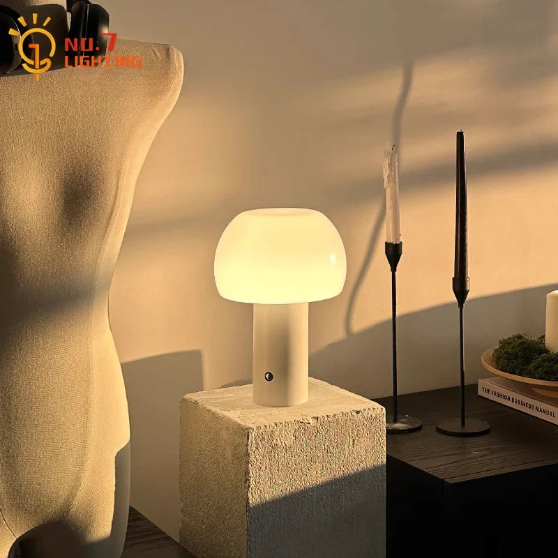 Afralia™ Atmosphere Mushroom Table Lamp Touch Dimming USB Charging Desk Light