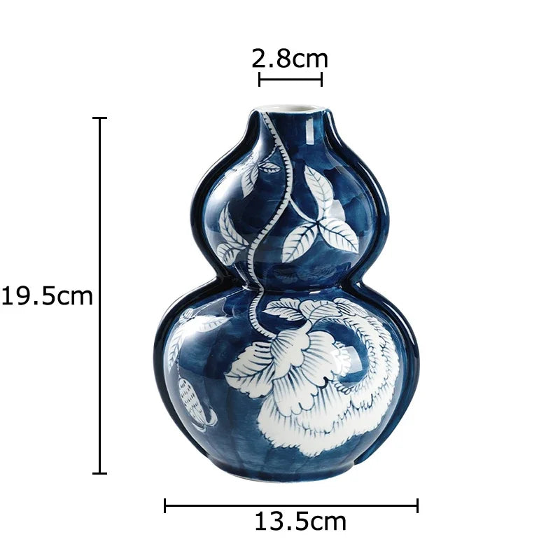Afralia™ Blue Porcelain Vase: Flowers and Birds Pattern Table Decor Floral Vases Room Aesthetic